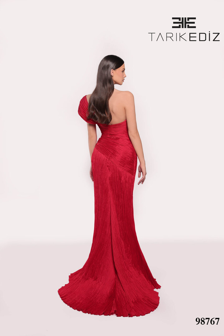 Tarik Ediz 98767 Taffeta One Shoulder Sweetheart Neck Dress