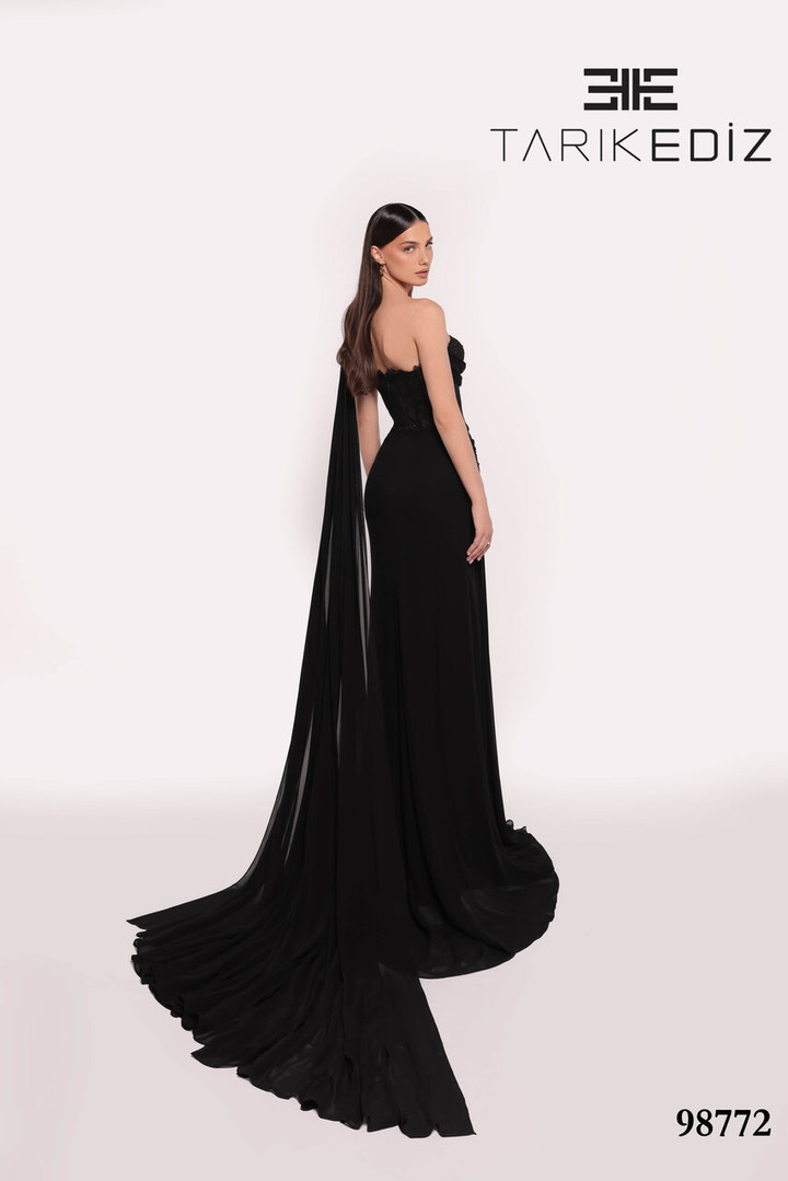 Tarik Ediz 98772 Chiffon Asymmetric Neck One-Shoulder Dress