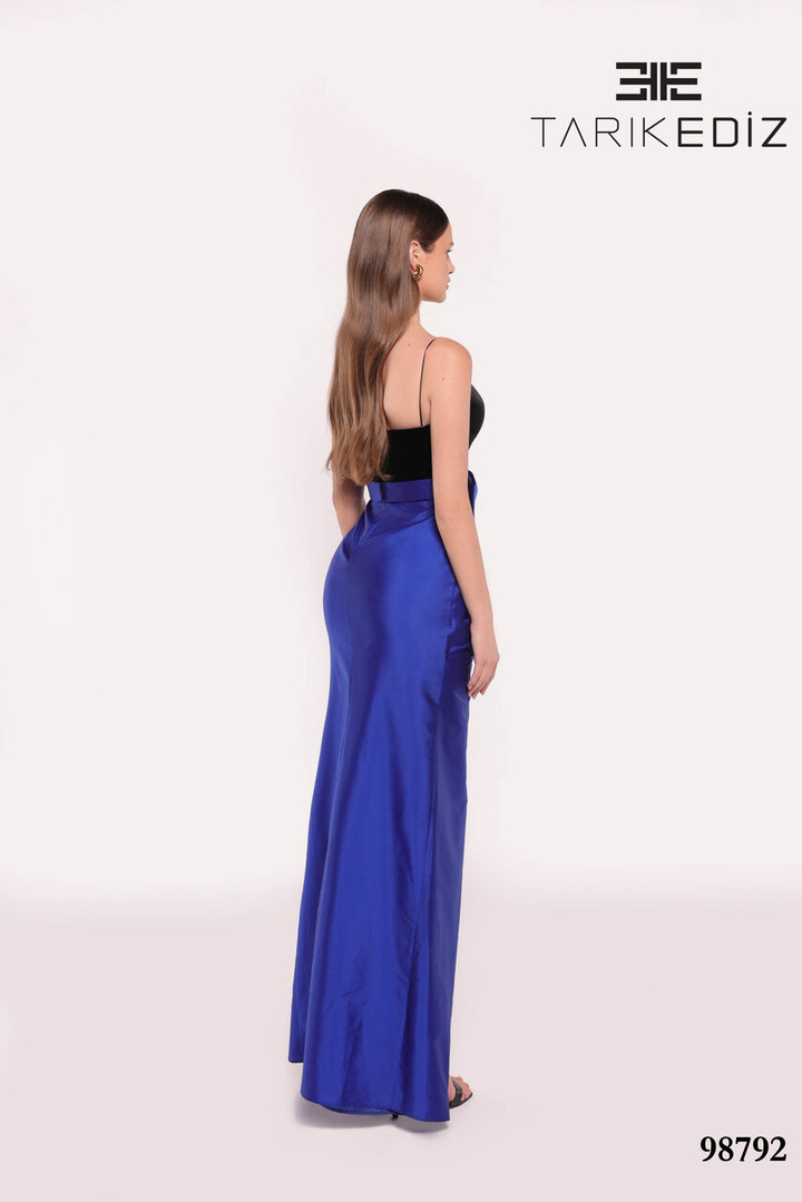 Tarik Ediz 98792 Velvet Strapless Straight Neck Long Dress