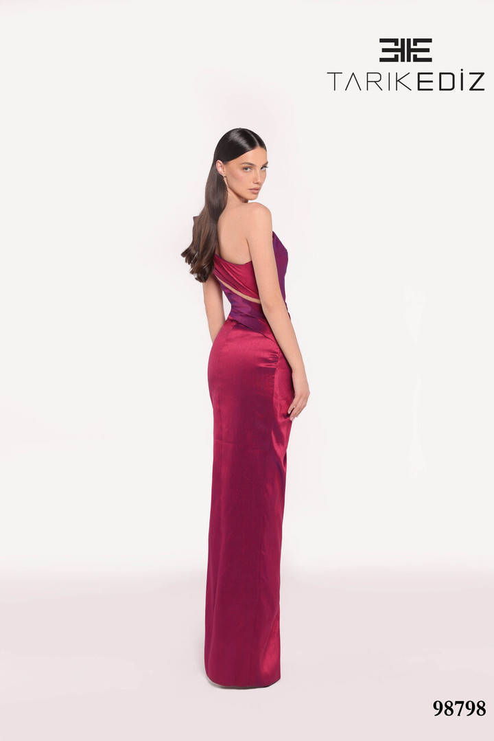 Tarik Ediz 98798 Taffeta Asymmetric Neck One Shoulder Dress