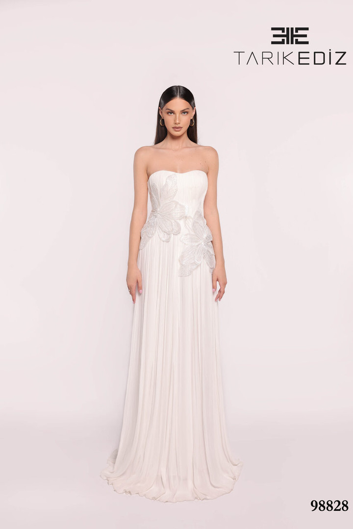 Tarik Ediz 98828 Chiffon Strapless Sweetheart Neckline Dress
