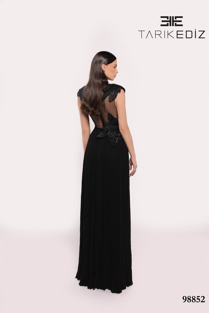 Tarik Ediz 98852 Chiffon Halter Neck Sleeveless Long Dress