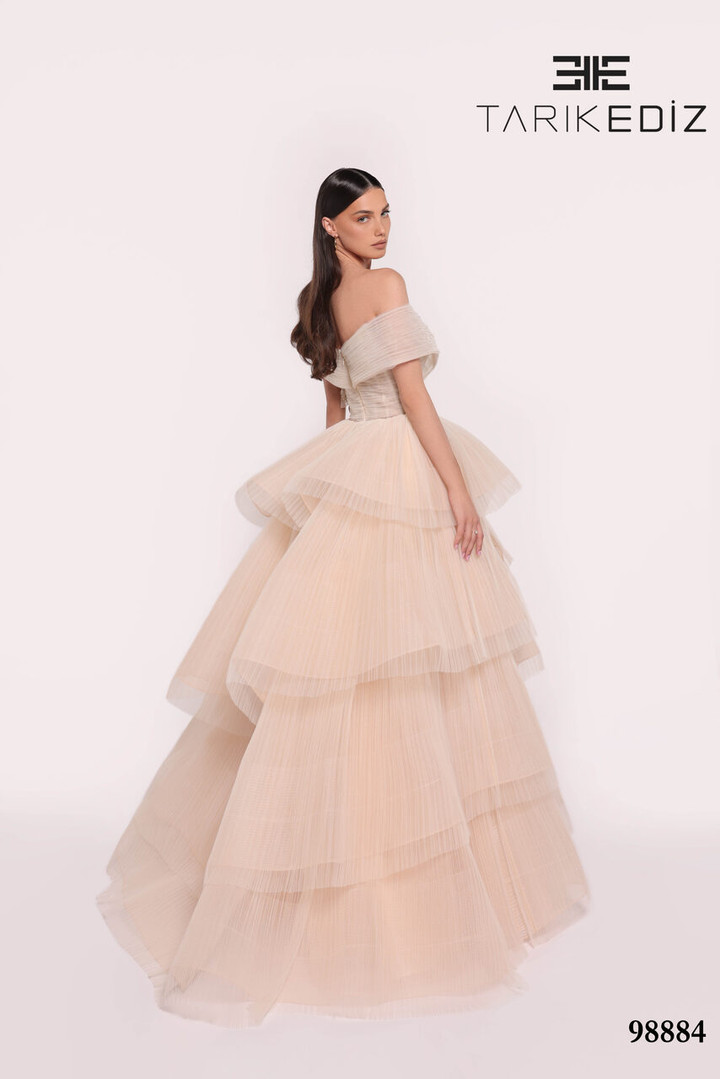 Tarik Ediz 98884 Tulle Sweetheart Neck Off Shoulder Dress
