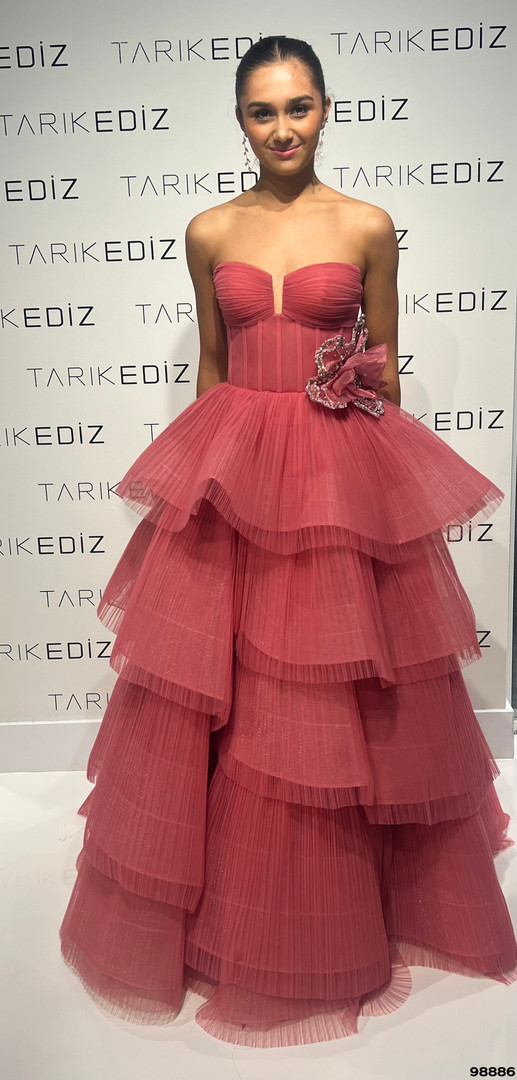 Tarik Ediz 98886 Tulle Strapless Sweetheart Neckline Dress