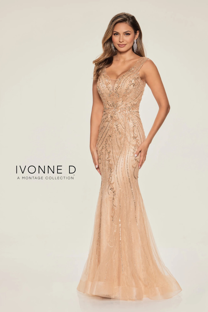 Ivonne D by Mon Cheri ID802 Embroidered Tulle Beads Dress