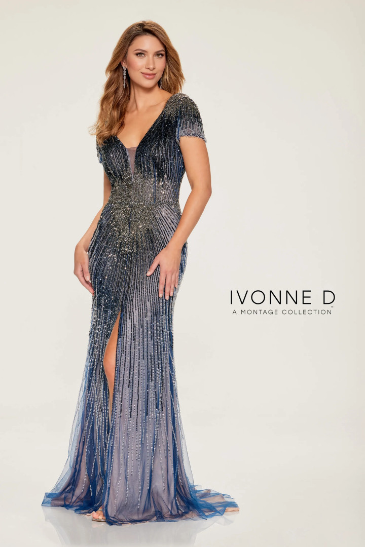 Ivonne D by Mon Cheri ID803 Allover Beaded Tulle Long Dress