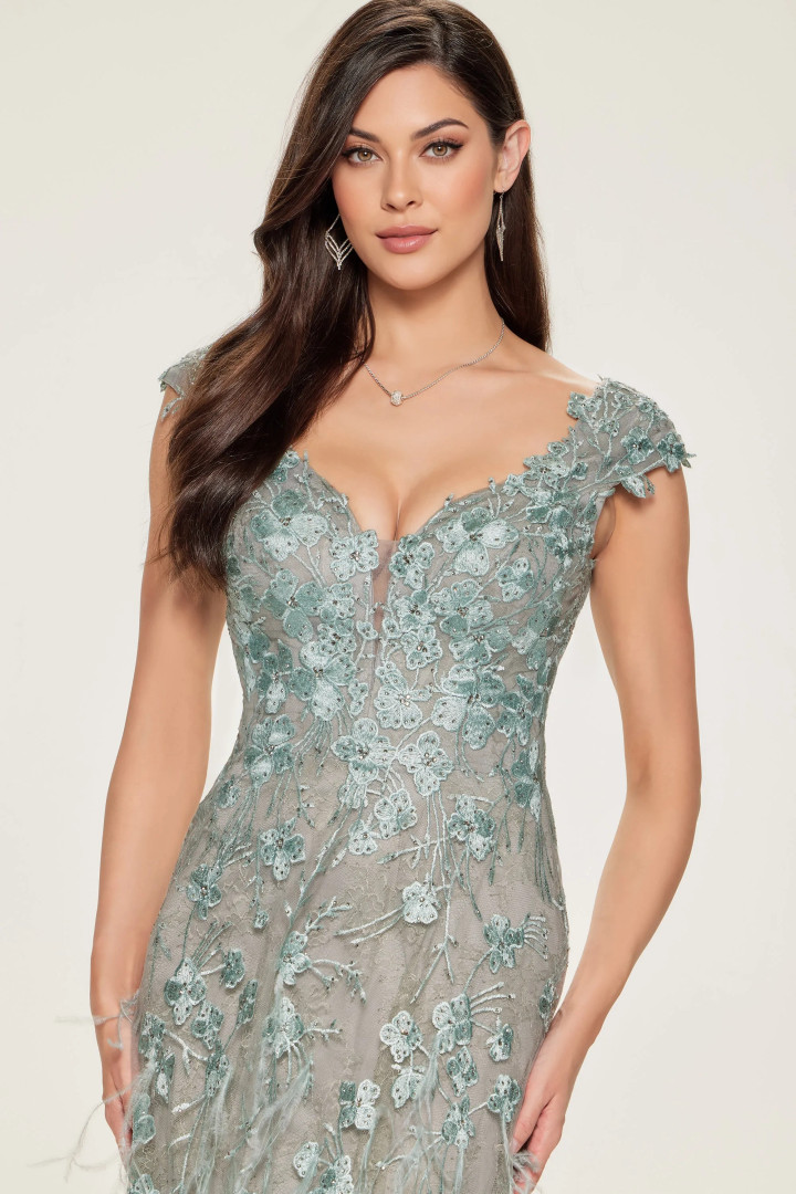 Ivonne D by Mon Cheri ID807 Embroidered Tulle Long Dress