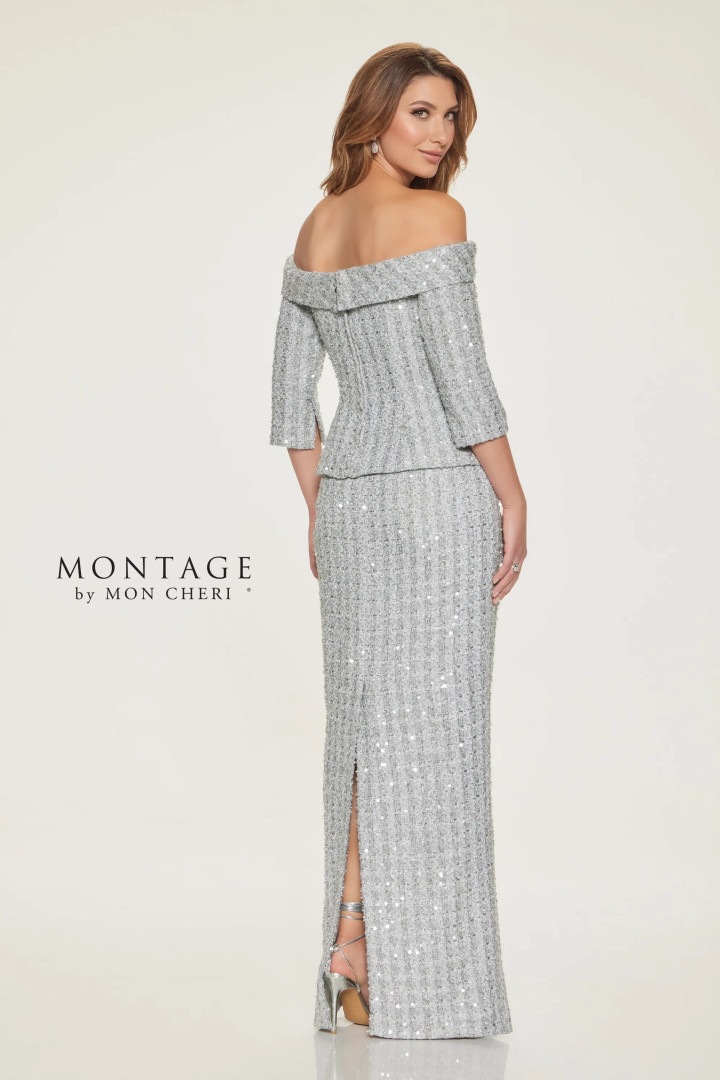 Montage by Mon Cheri M849 Sequin Pongee Lining Long Dress