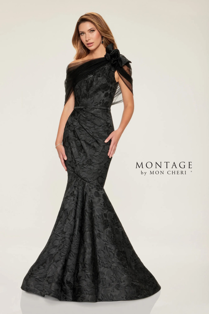 Montage by Mon Cheri M853 Brocade Pongee Lining Long Dress