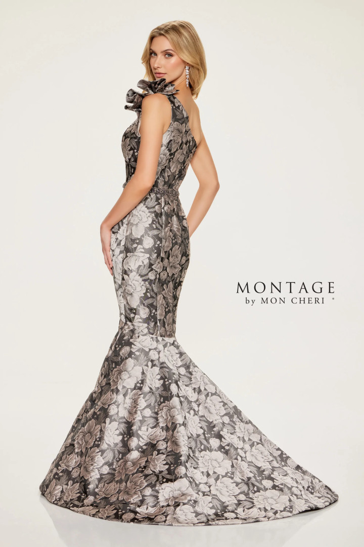 Montage by Mon Cheri M853 Brocade Pongee Lining Long Dress