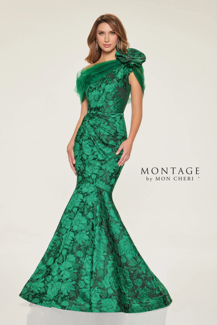 Montage by Mon Cheri M853 Brocade Pongee Lining Long Dress