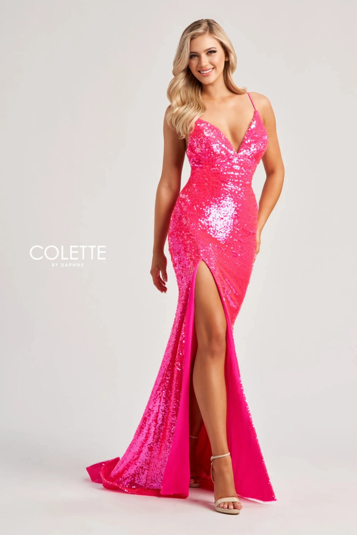 Colette by Daphne CL8070 Sequin Tulle Jersey Lining Dress