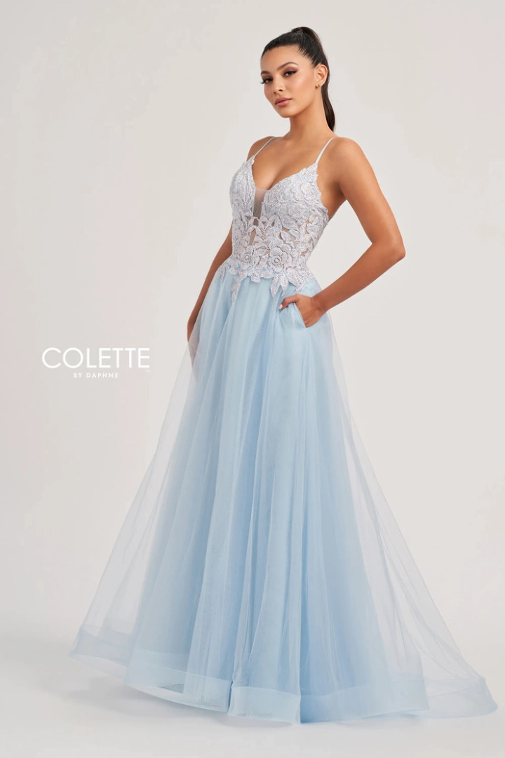 Colette by Daphne CL8100 Novelty Lace Tulle Lining Dress
