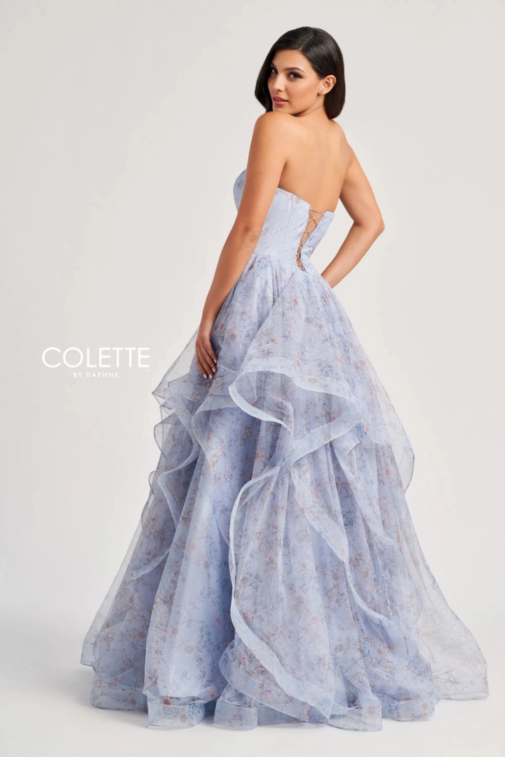 Colette by Daphne CL8180 Glitter Tulle Matte Satin Dress
