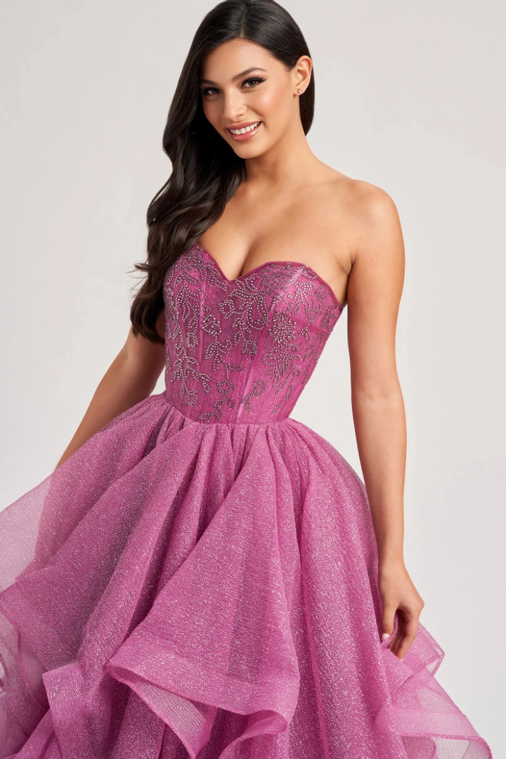 Colette by Daphne CL8200 Glitter Tulle Accent Stones Dress