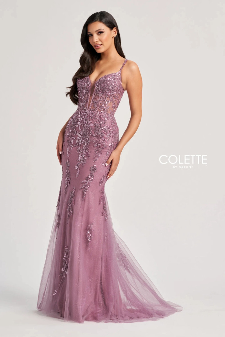 Colette by Daphne CL8210 Glitter Tulle Stretch Lining Dress