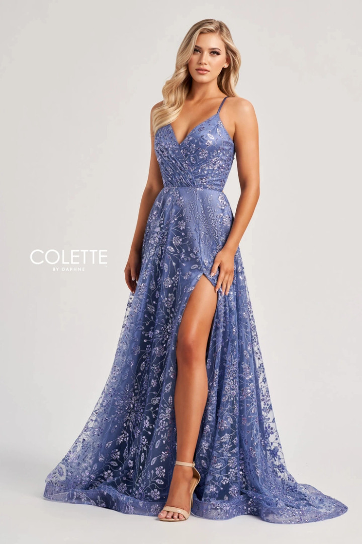 Colette by Daphne CL8230 Cracked Ice Satin Lining Long Dress