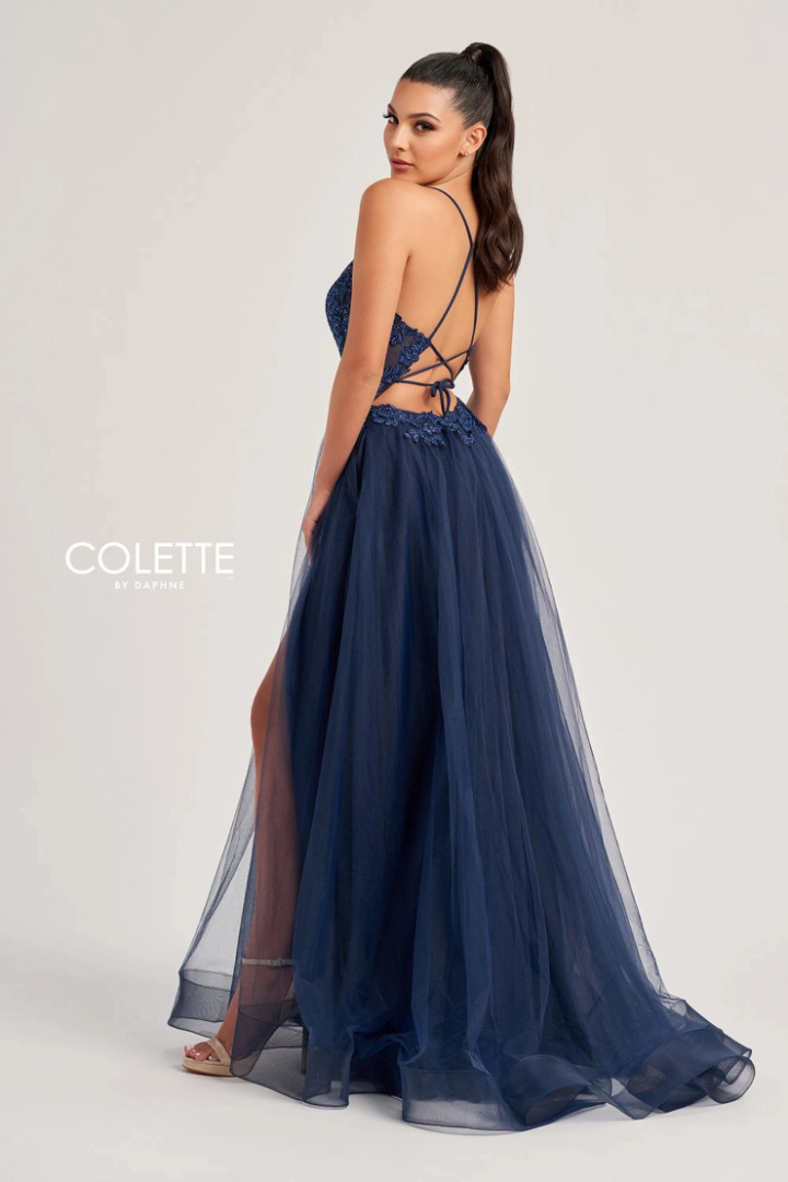 Colette by Daphne CL8320 Tulle Applique Accent Stones Dress