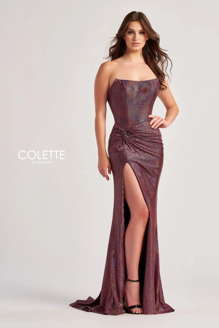Colette by Daphne CL8490 Metallic Jersey Lining Long Dress