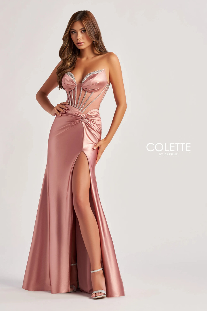 Colette by Daphne CL8560 Metallic Jersey Sequins Long Dress