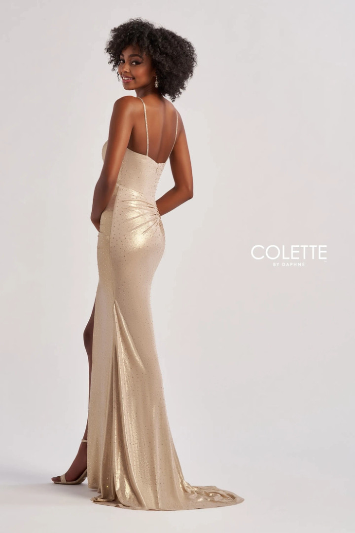 Colette by Daphne CL8575 Metallic Stretch Jersey Long Dress