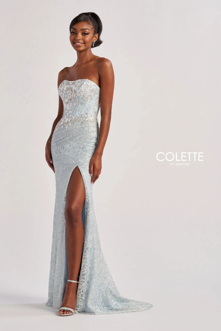 Colette by Daphne CL8595 Metallic Lace Stretch Lining Dress