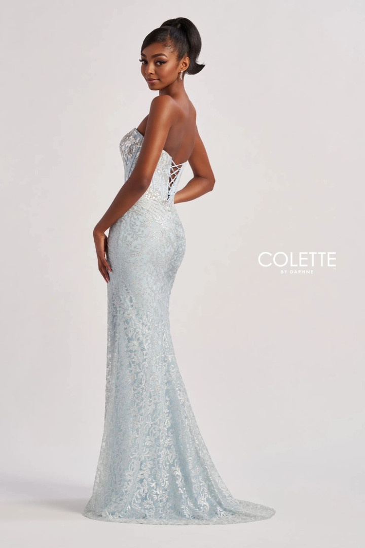 Colette by Daphne CL8595 Metallic Lace Stretch Lining Dress