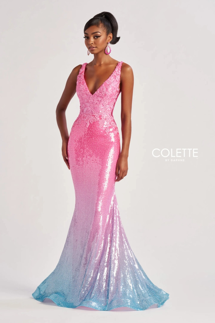 Colette by Daphne CL8605 Lace Applique Stretch Lining Dress