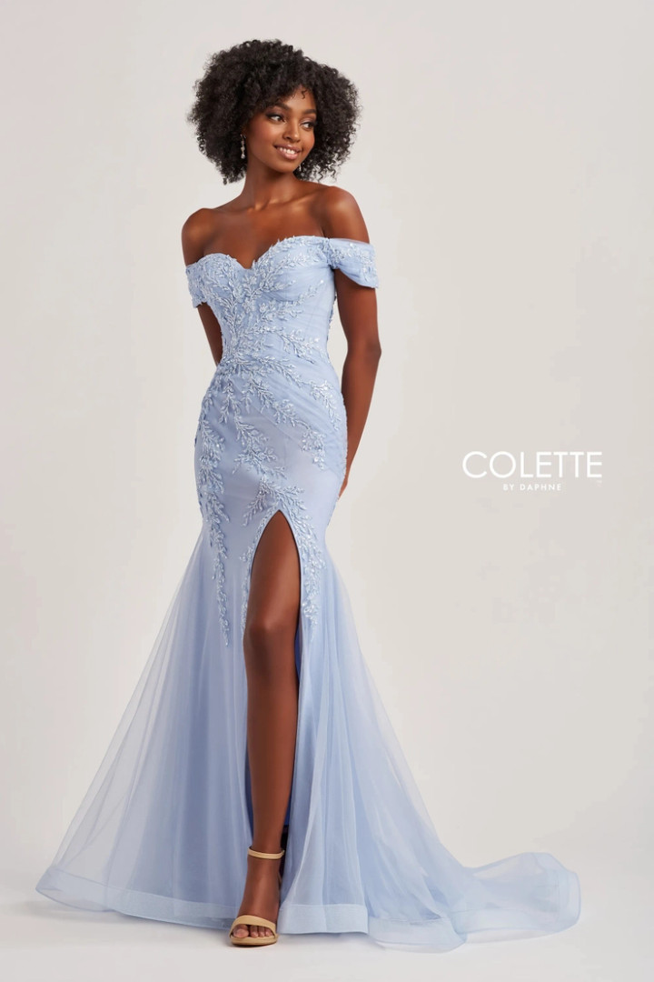 Colette by Daphne CL8645 Glitter Tulle Stretch Lining Dress