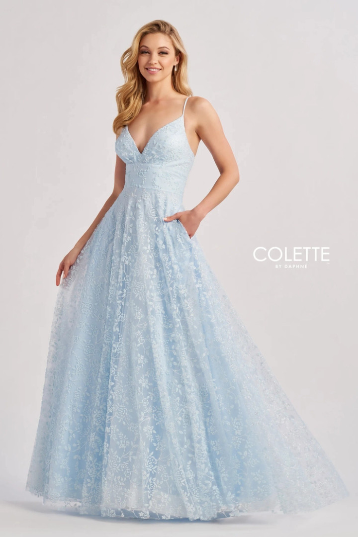 Colette by Daphne CL8650 Caviar Beading Glitter Tulle Dress