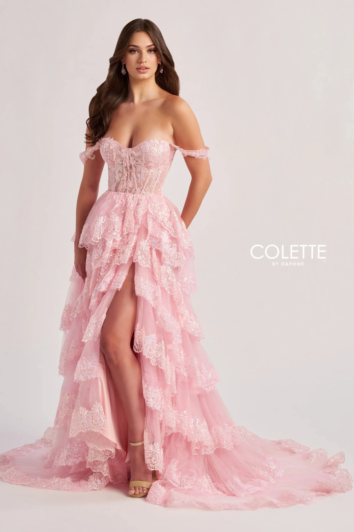 Colette by Daphne CL8690 Accent Stones Glitter Tulle Dress