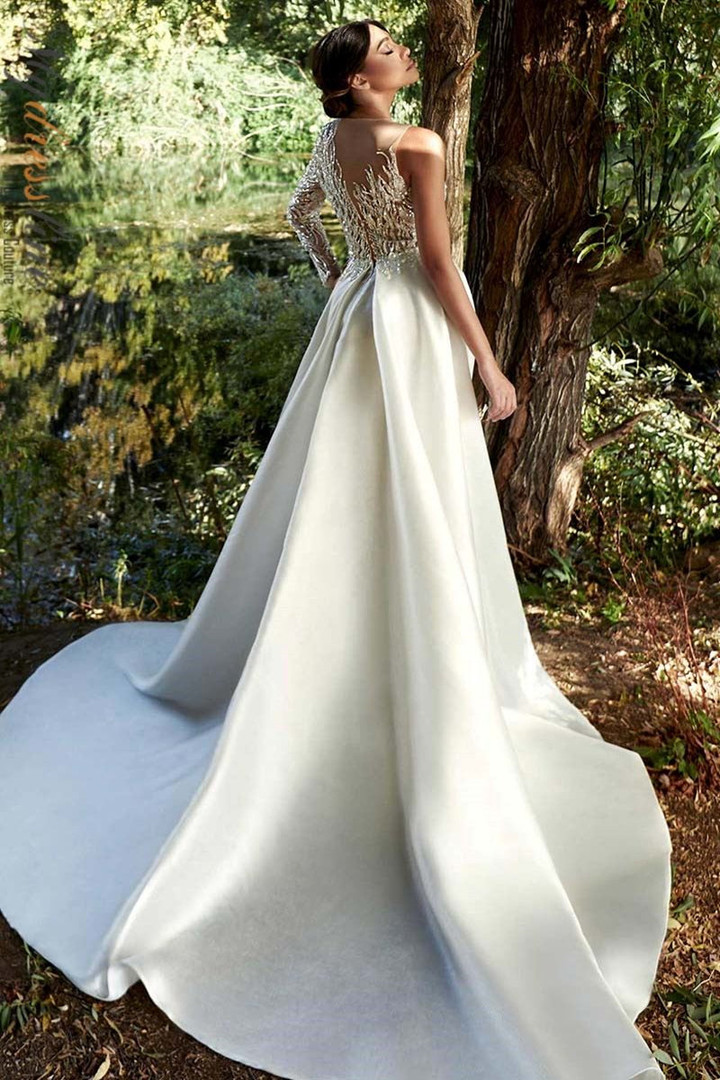 MNM Couture K3919 Embroidery Beaded Overskirt Fitted Dress