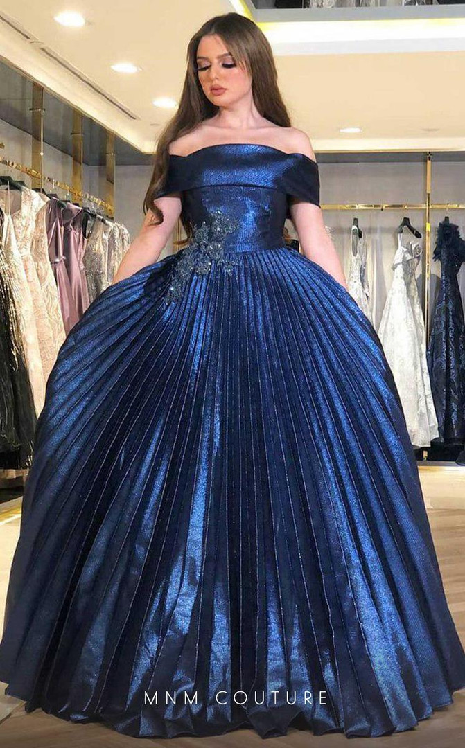 MNM Couture N0351 Silk Off Shoulder Strapless A-Line Dress