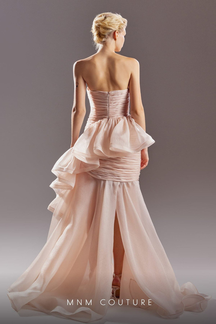 MNM Couture G1516 Organza Square Neck Strapless Long Dress