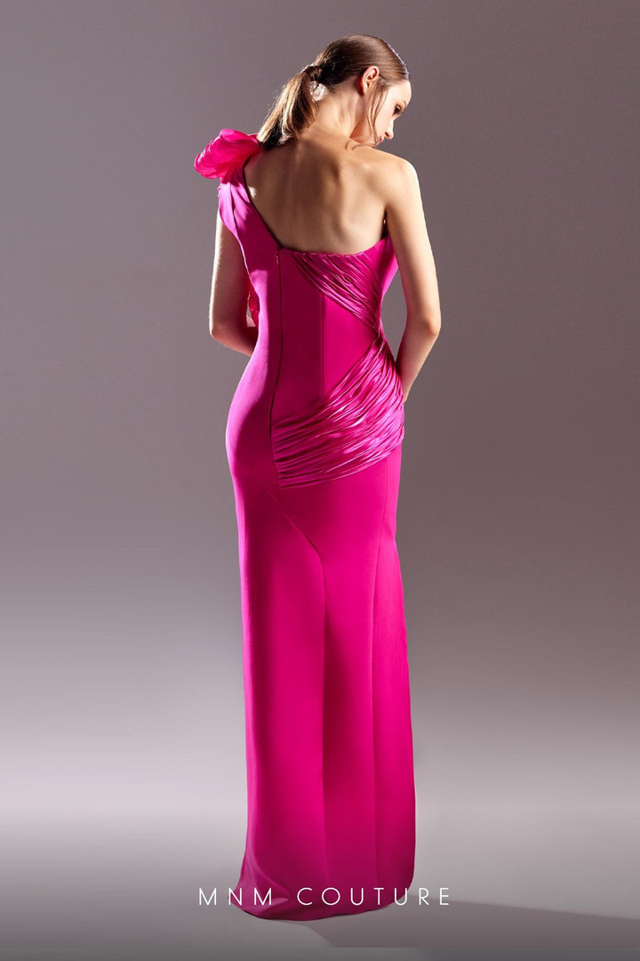 MNM Couture G1530 Crepe One Shoulder Sleeveless Long Dress
