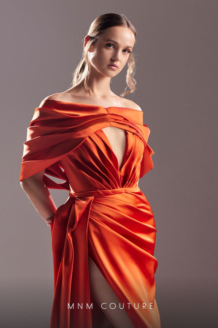 MNM Couture G1539 Satin Off Shoulder Strapless Long Dress