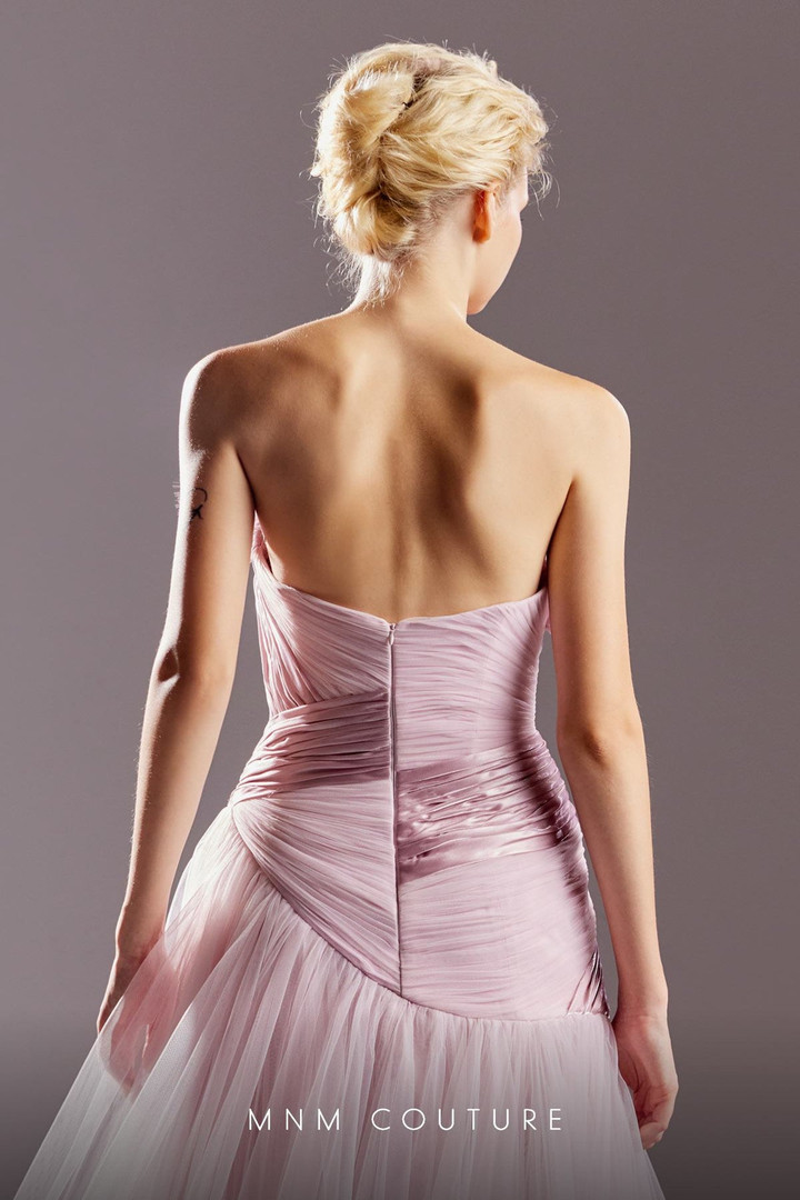 MNM Couture G1540 Tulle Organza Strapless Pleating Dress MNM Couture G1540 Tulle Organza Strapless Pleating Dress