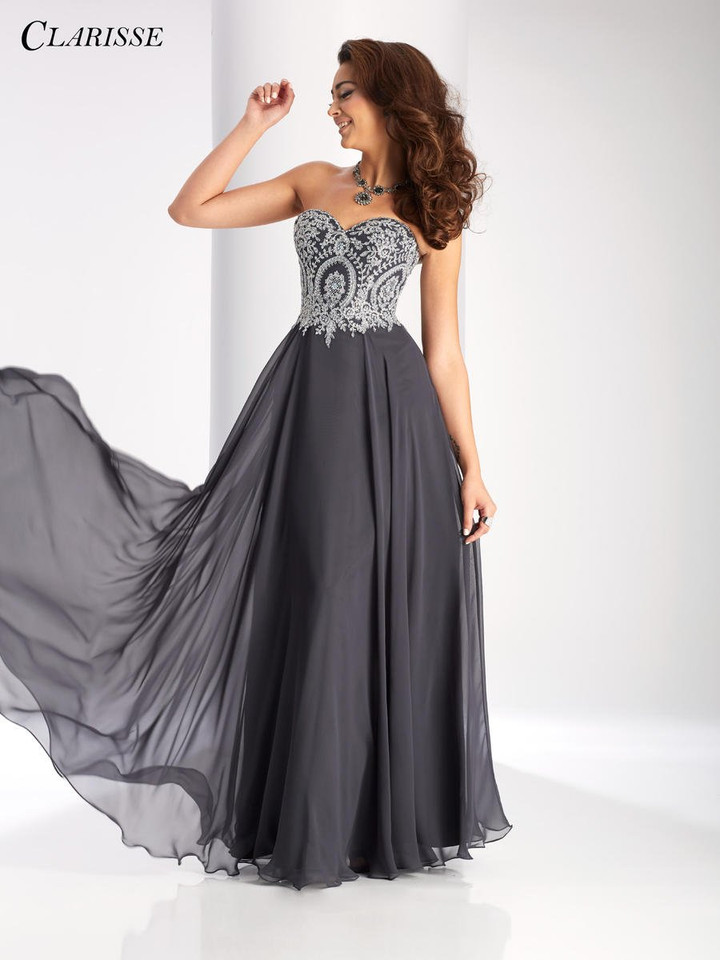 Clarisse 2715 Lace Applique Sweetheart Neck Strapless Dress