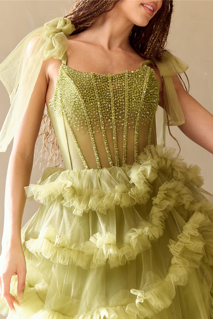 Amelia Couture 8900 Ruffled Scoop Neck Sleeveless Long Gown