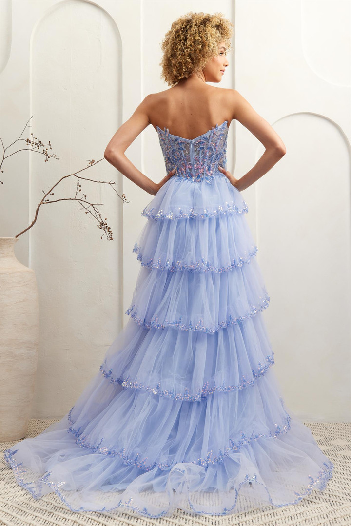 Amelia Couture 4033 Tulle Layered Scoop Neck Strapless Gown