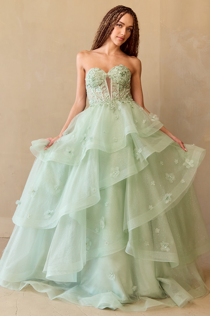Amelia Couture 4900 Strapless Illusion Sweetheart Neck Gown