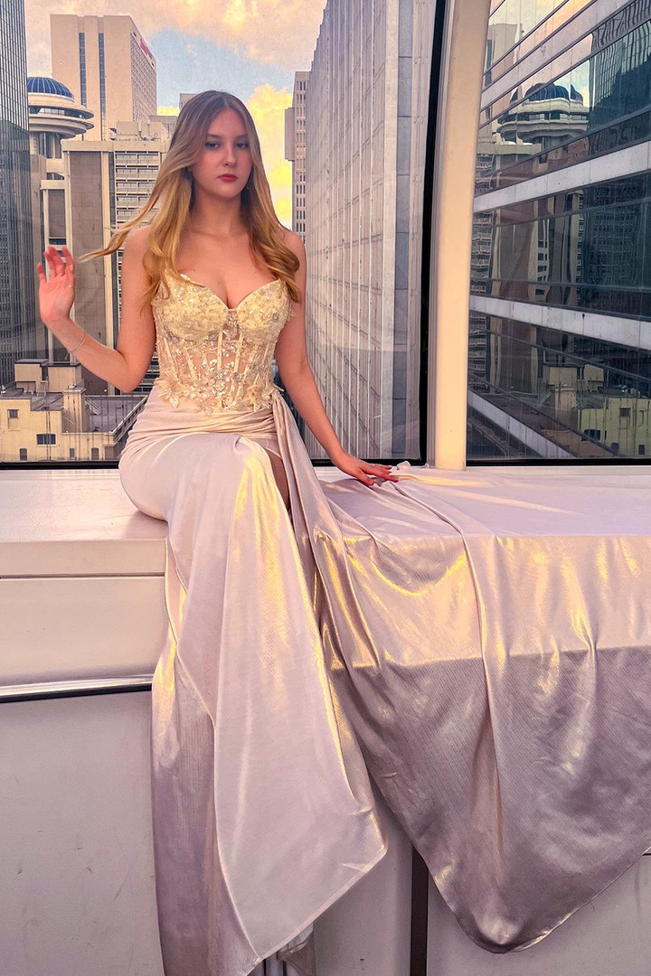 Amelia Couture 2055 Satin Sweetheart Neck Strapless Gown