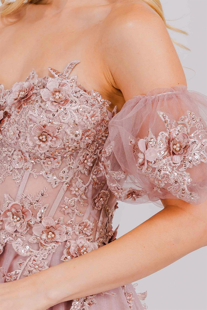 Amelia Couture 3041 Tulle Embroidery Strapless A-line Gown