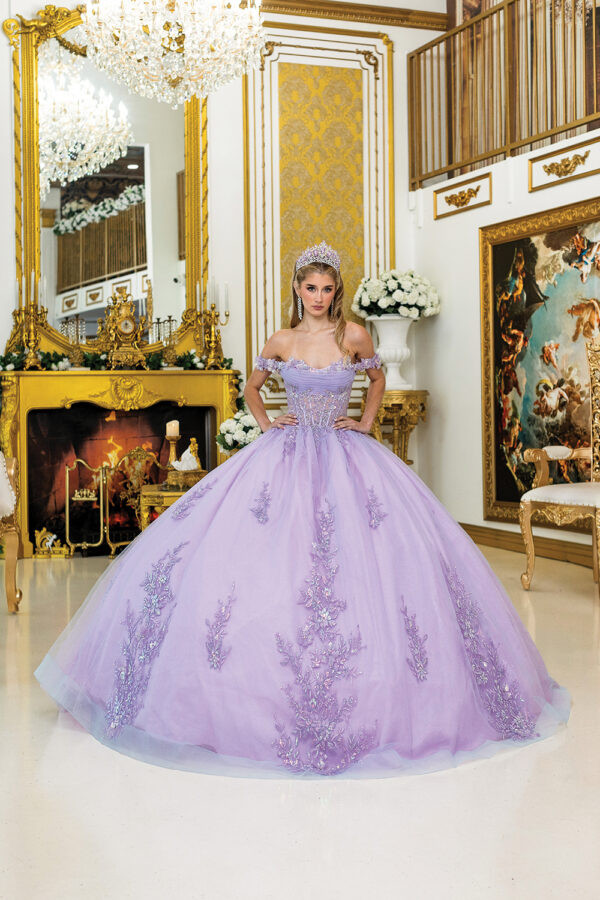 Dancing Queen 5011 Off-Shoulder Floral Quinceanera Dress