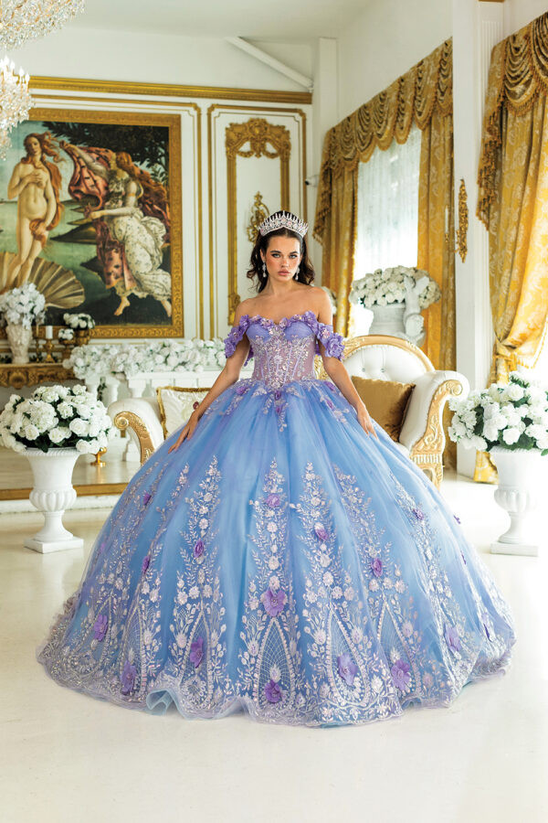 Dancing Queen 1999 Off-Shoulder Floral Quinceanera Dress