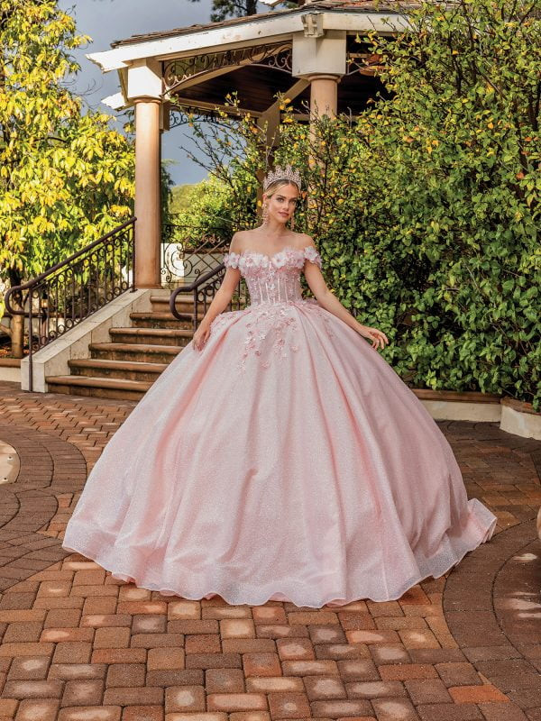 Dancing Queen 1888 Off-Shoulder Glitter Quinceanera Dress