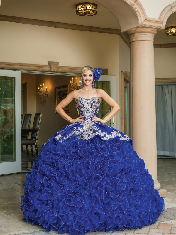Dancing Queen 1634 Beaded Organza Ruffle Quinceanera Dress