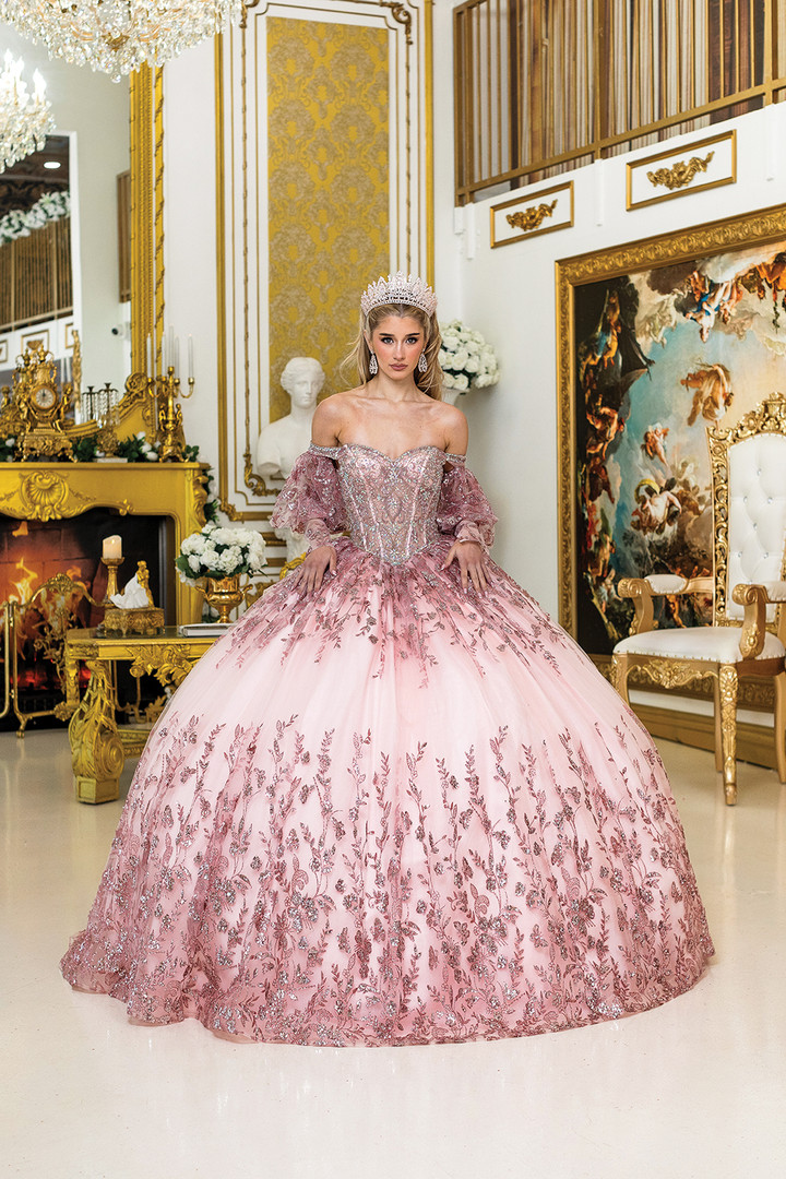 Dancing Queen 5019 Off-Shoulder Sleeves Quinceanera Dress