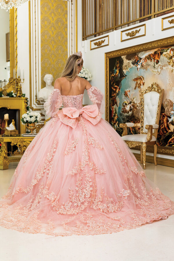 Dancing Queen 5020 Detachable Sheer Sleeve Quinceanera Dress