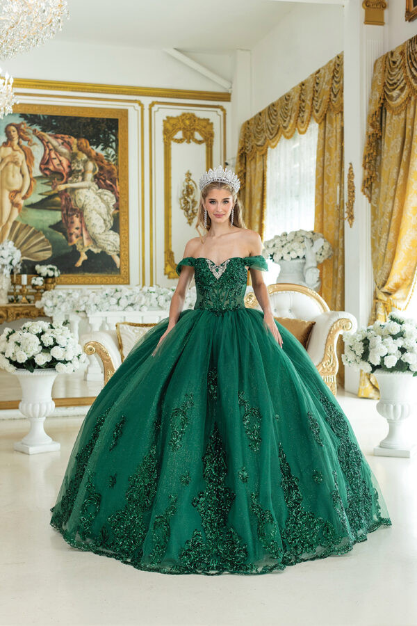 Dancing Queen 1941 Off-the-Shoulder Beaded Quinceanera Dress